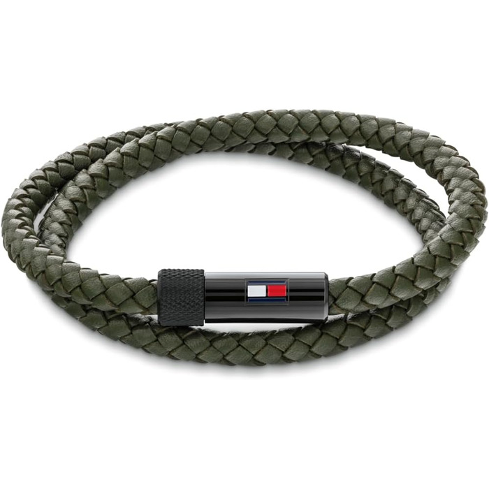 Чоловічий браслет Tommy Hilfiger з шкіри та магнітною застібкою (зелений)
