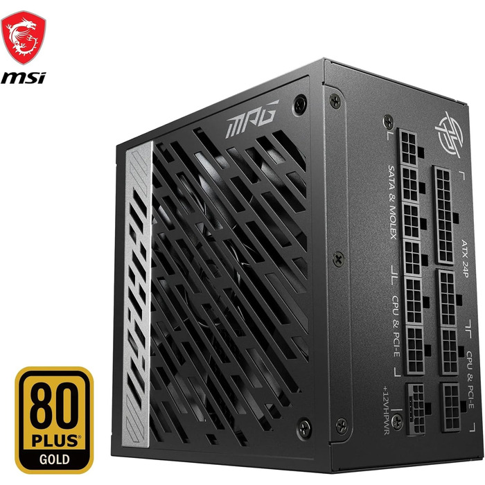 Блок живлення MSI MPG A1000G PCIE5 1000W, 80 Plus Gold, ATX 3.0, PCIe 5.0, повністю модульний