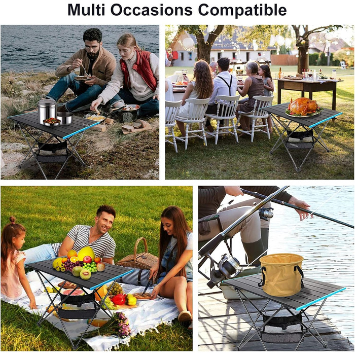 Складаний туристичний стіл Reakoo з алюмінієвою платформою, легкий та компактний. Ідеально для кемпінгу, пляжу, пікніків, грилю та фестивалів. Великий розмір.