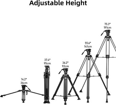 Штатив відео Cayer FA310H з моноподом K10 та рідкосильним кріпленням - швидкозатискачі ніг, швидке регулювання, вантажопідйомність 10 кг, алюміній, 2 швидкознімні пластини, ручка для переноски - для DSLR, бездзеркальних камер, відеокамер