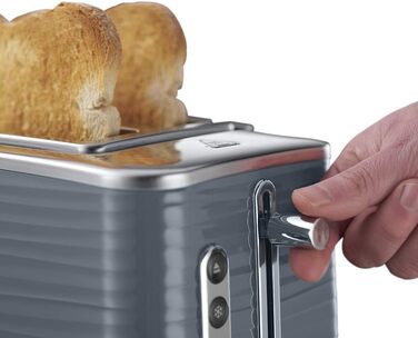 Russell Hobbs Toaster [for 2 slices] Inspire Grey with high-quality glossy finish (extra wide toast slots, including bagel attachment, 6 browning levels + defrost & reheat function) 24373-56