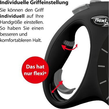 Flexi Select рулетка для собак чорна, 7 м, регулювання 0-7 м, до 25 кг