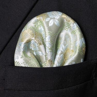 Чоловіча краватка та хустинка JEMYGINS з квітковим принтом, комплект з затискачем для краватки (Світло-зелений/Яскраво-зелений)