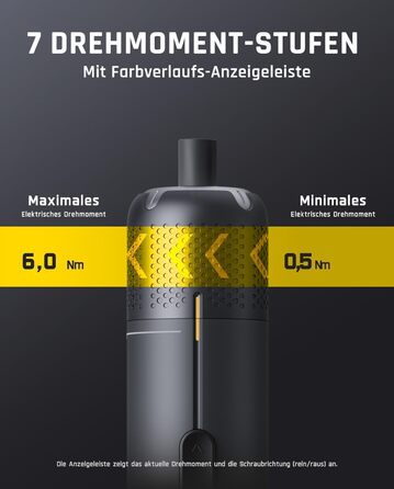 Акумуляторний шуруповерт Fanttik S2 Pro Max з набором біт (7 моментів, 0.5-6 Нм, 1/4
