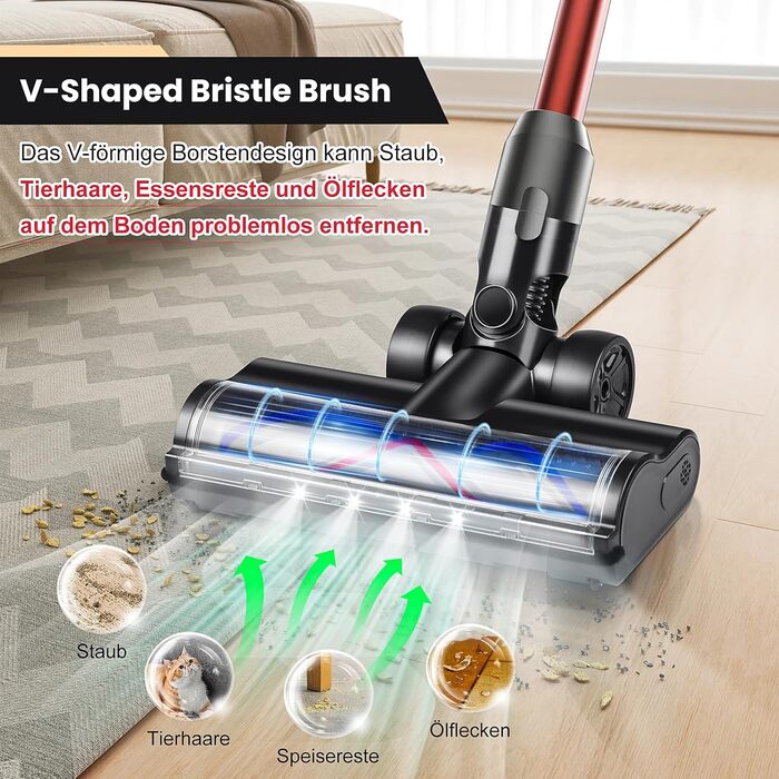 Замінний насадка-щітка для пилососів Dyson V6 DC58/59/61/62/72/74 з LED-підсвічуванням, для твердих підлог та килимів
