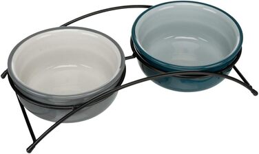 Миска для собак TRIXIE Eat on Feet, Petrolblau/Hellblau/Grau/Hellgrau, 2 × 1.6 L, ø20 см