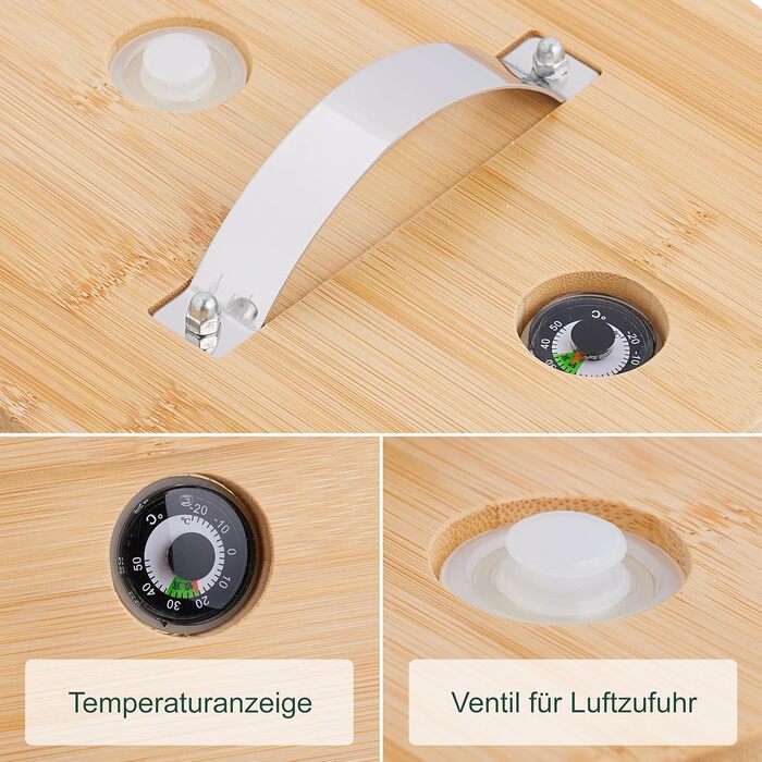 Диспенсер для напоїв Relaxdays, 5 літрів, холодні та гарячі напої, бамбуковий підставник, термометр, посудина для пуншу, прозорий/натуральний