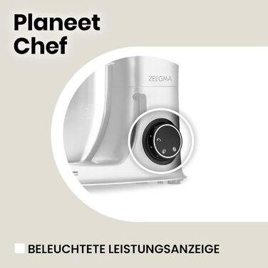 Кухонна машина ZEEGMA Planeet Chef: потужний міксер з чашею 6.5 л, 2200W, 7 швидкостей, для тіста та інших продуктів