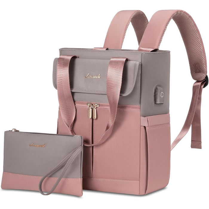 LOVEVOOK Рюкзак для жінок, великий, 15.6 дюймів, рюкзак для ноутбука, шкільний рюкзак, підлітки, водонепроникний, сумка для роботи, сумка-тоут 2 в 1, сумка для вчителя, рюкзаки для подорожей, університету, бізнесу, бежевий хакі 15.6' (13,3 дюймів, 1- сіри
