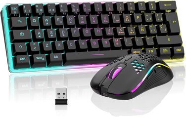 Ігрова механічна клавіатура RedThunder 60% з RGB-підсвічуванням та миша 3200 dpi, QWERTY ES-layout, Anti-Ghosting