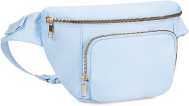 Поясна сумка для жінок та чоловіків, стильна, з 4 кишенями на блискавці та регульованим ремінцем, ідеальна для подорожей та піших прогулянок (світло-блакитна)