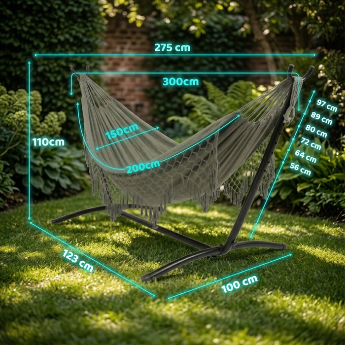 Гамак без стійки BE-ACTIVE PL, зелений, навантаження до 200 кг, 300 x 150 см