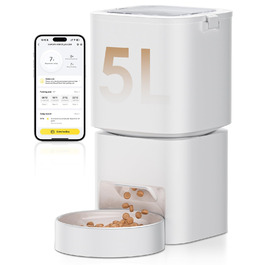 Автоматичний годівниця для котів та собак 5L з Wi-Fi, керування через додаток, 1-10 прийомів їжі на день