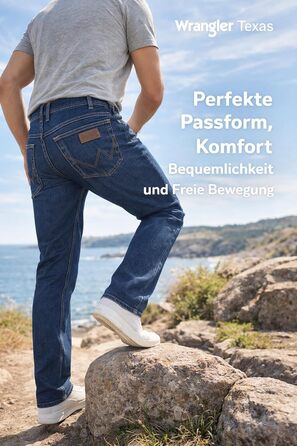 Джинси чоловічі Wrangler Texas Stretch Regular Fit, Authentic Straight, бавовна, чорний/синій/сірий, розміри W28-W44/L32