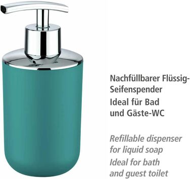 Дозатор мила WENKO Brasil, 0.32 л, пластик (TPE), 7.3 x 16.5 x 9 см, Petrol