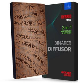 Акустична панель Addictive Sound Binary Diffuser Hybrid: гібридний дифузор та абсорбер (бінарний алгоритм 250-9300 Гц), дерево, 120x60x11,5 см, коричневий