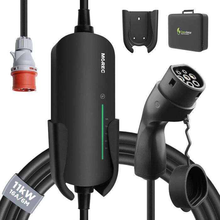 Morec Mobile Wallbox 11kW Type 2 6-16A 380V – Портативна зарядна станція для електромобілів з CEE 16A 6м