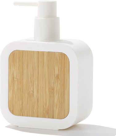 Дозатор для мила білий бамбук, 390 мл. Дозатор для мила на кухню, у ванну, в офіс. Настільний диспенсер для мила (білий)