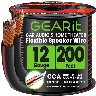 Акустичний кабель GearIT 12 AWG (100 футів), для домашнього кінотеатру та авто, чорний