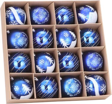 Декоративна куля на ялинку Sea Team з малюнком та блискучими прикрасами, набір (60 мм, 80 мм)