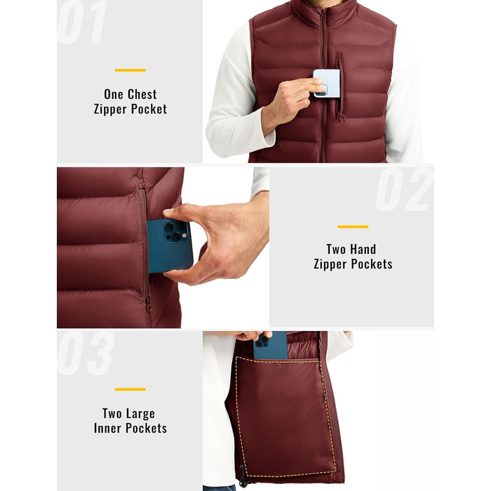 Чоловіча жилетка Rdruko з еко-замші, тепла зимова жилетка для активного відпочинку та туризму, 5 кишень (XL, Бордовий)