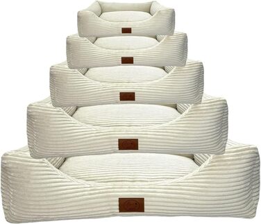 Ортопедичне ліжко для собак Elropet з м'якого корду, кошик для собак (Оливковий, Кремово-білий), XS/S/M/L/XL, XXL (145x110x30cm)