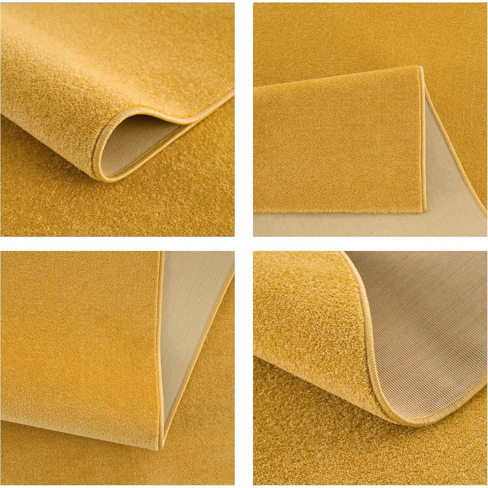 Жовтий килим Kurzflor для вітальні, спальні, офісу, дитячої кімнати та кухні - 120 x 170 см