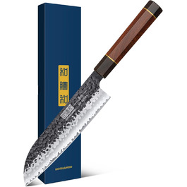 Японський ніж Kiritsuke HOSHANHO 23 см, професійний кухонний ніж з 9 шарів вуглецевої сталі, ніж шеф-кухаря, універсальний ніж з подарунковою коробкою (18 см ніж Сантоку)