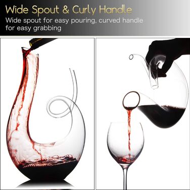 Swan Decanter, Red Wine Decanter made of Crystal Glass, Lead-Free, Drip-Free, Handmade