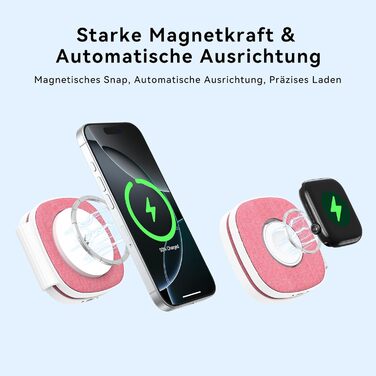 Зарядна станція 2-в-1 для Apple Watch та iPhone MagSafe (Рожева) з мережею 20W