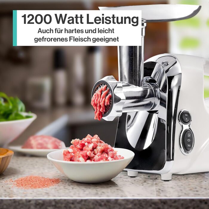 Електричний Fleischwolf Iskra 1200W: м'ясорубка, фляндр, соковичавник 4-в-1 з нержавіючої сталі
