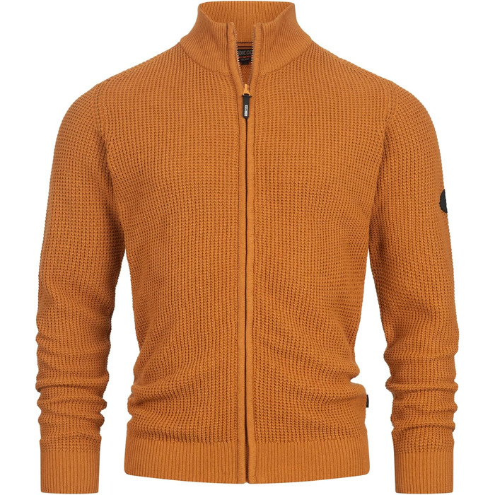 Чоловіча в'язана жилетка Indicode INayton зі стійким коміром та блискавкою | Кардіган з тонкого в'язання для чоловіків (M, Карамель)