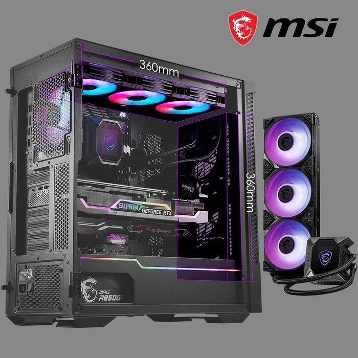 Корпус ПК MSI MPG VELOX 100P AIRFLOW Mid-Tower: підтримка E-ATX, скло, Airflow, Mystic Light, 2x 360mm кулер