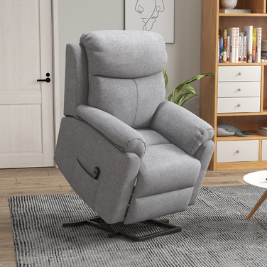 HOMCOM Electric Recliner TV Chair with Lift Assist, 5 Massage Modes, Reclining Function, Massage Chair with Footrest, Linen-Look Fabric, Side Pocket, and Remote Control, for Living Room, Grey | Aosom