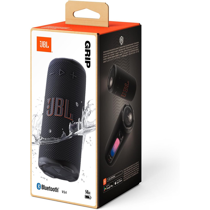 JBL Grip – Портативна Bluetooth колонка з AI Sound Boost, чорна. Водонепроникна (IP68), до 14 год роботи, підтримка Auracast