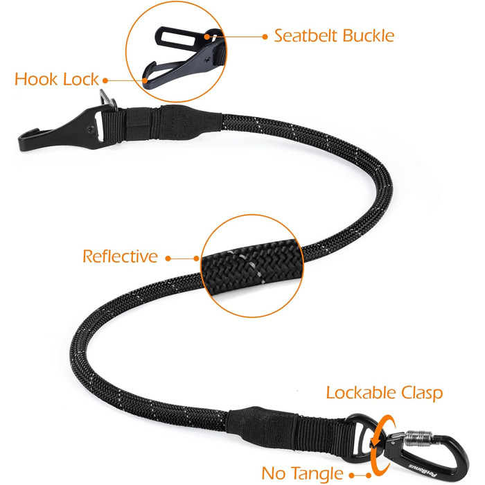 Автомобільний поводок-пояс для собак PetBonus: безпечний та надійний, для малих, середніх та великих собак (чорний)