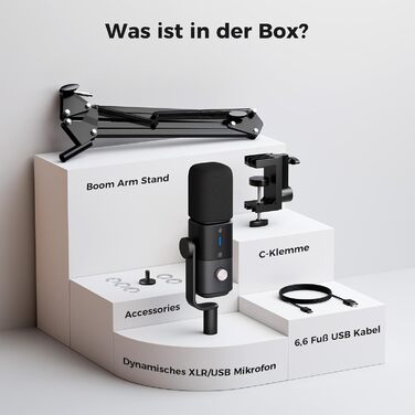 Динамічний мікрофон NearStream USB/XLR для PC Gaming, Streaming, Podcast. З регулюванням гучності, LED кнопкою Mute та кріпленням. Сумісний з MAC, PS4, PS5, Mixer (AM10X)