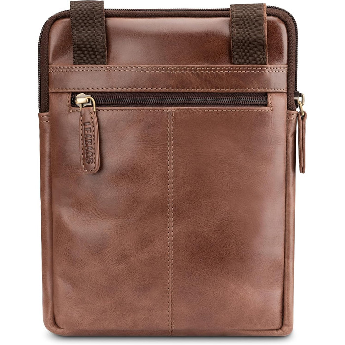 Сумка через плече LEABAGS з натуральної шкіри для чоловіків та жінок (Vintage Cognac)
