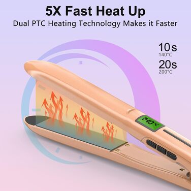 Праска для волосся TQQ Roségold з іонізацією 200 млн, LCD-дисплеєм, 60-230°C - для вирівнювання та блиску волосся будь-якого типу
