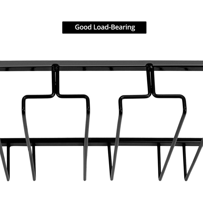 Підставка для вина QWORK® на 7 рядів, чорна - металева підставка для склянок під шафу, для барної кухні