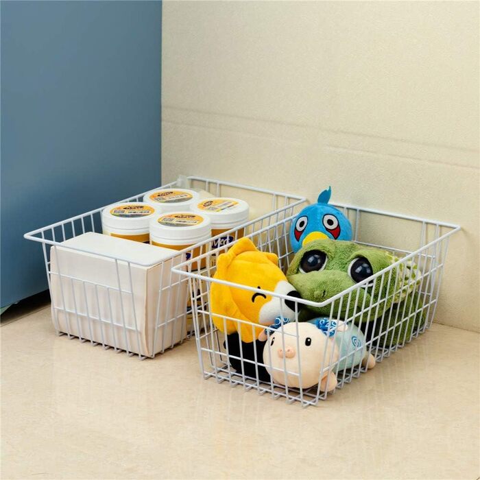 SANNO SANNO Wire Storage Baskets Freezer Baskets Farmhouse Organizer Storage Containers Large Organizer Containers for Pantry Organization Storage Baskets Rack with Handles - Set of 2