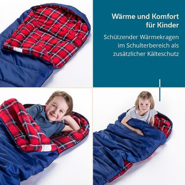 Skandika Dundee Junior Kids Sleeping Bag | Flannel-Lined Cotton Sleeping Bag for Children - Waterproof, 13°C to 3°C Comfort, 175 x 70cm