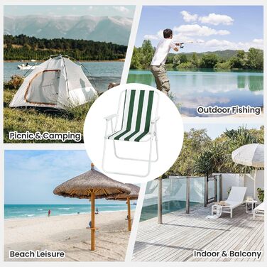 WOLTU Folding Camping Chairs, 2-Pack, Foldable Chair, Comfortable, Fishing Chair, Ultra-Lightweight with Armrests for Picnic, Outdoor, Hiking, Garden, Balcony, (White+Green)