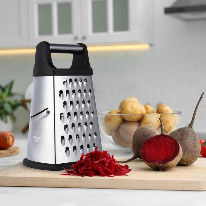 Трока для сиру та овочів з нержавіючої сталі, 4 сторони, чорна