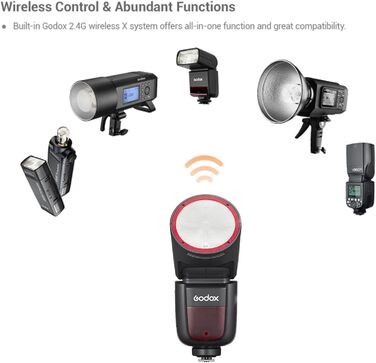 Спалах Godox V1N для Nikon: потужний, швидкий, з Li-Ion акумулятором, 76 Вт, TTL, HSS 1/8000, 480 спахів, перезарядка 1.5с
