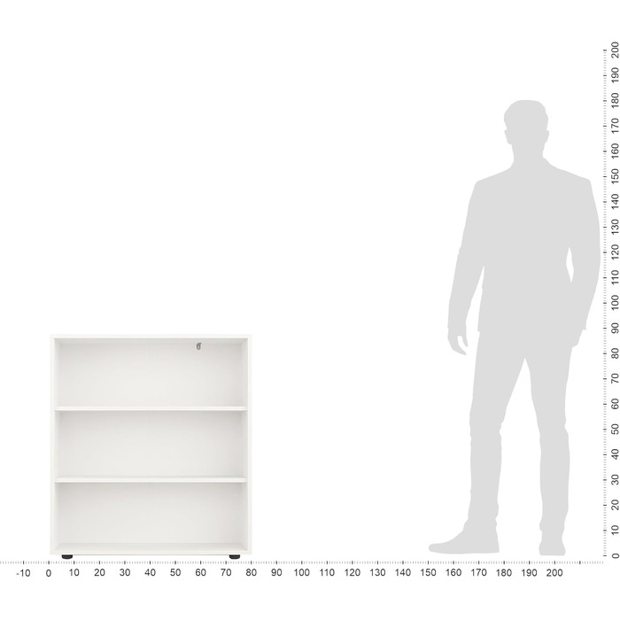Білий книжковий стелаж KOMTO Regal 80 см, 3 рівні, з регульованими полицями, 80x90x24 см, універсальний для зберігання