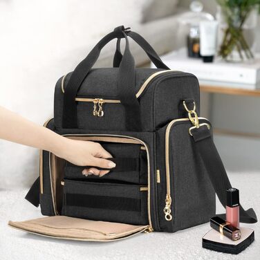 Органайзер для косметики Luxja: жіноча косметичка для макіяжу, подорожей (чорний)