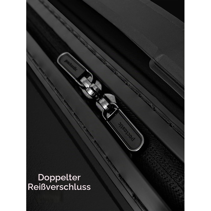 Набір ультралегких валіз Pactastic з жорстким корпусом, 3 предмети, Black Metallic, розмір XS