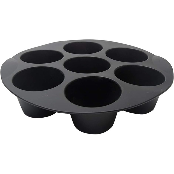 Silicone Muffin and Cake Mold, 7 Cups, Non-Stick Coated, for 3.5-5.8L Air Fryer Accessories, Chocolate, Universal Cake Pan