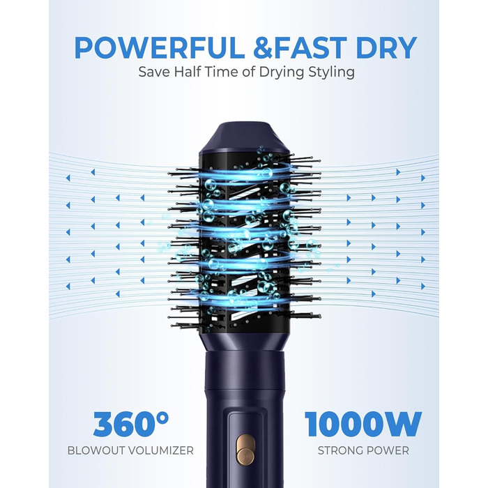 Airstyler 6 в 1 з локон-насадкою: фен-щітка, плойка, об’єм, догляд, 1000W, іонний, для волосся, білий